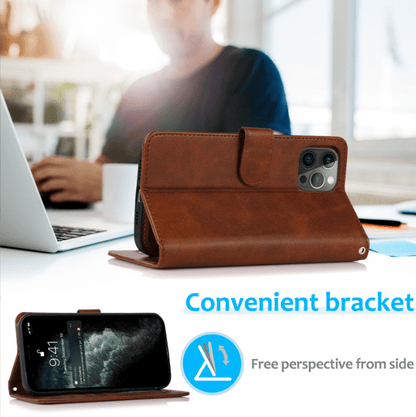 2 in 1 Folio Strap Wallet Case Magnetic For iPhone 16 15 14 13 12 11 PRO MAX A6 - LeatherWalletCase