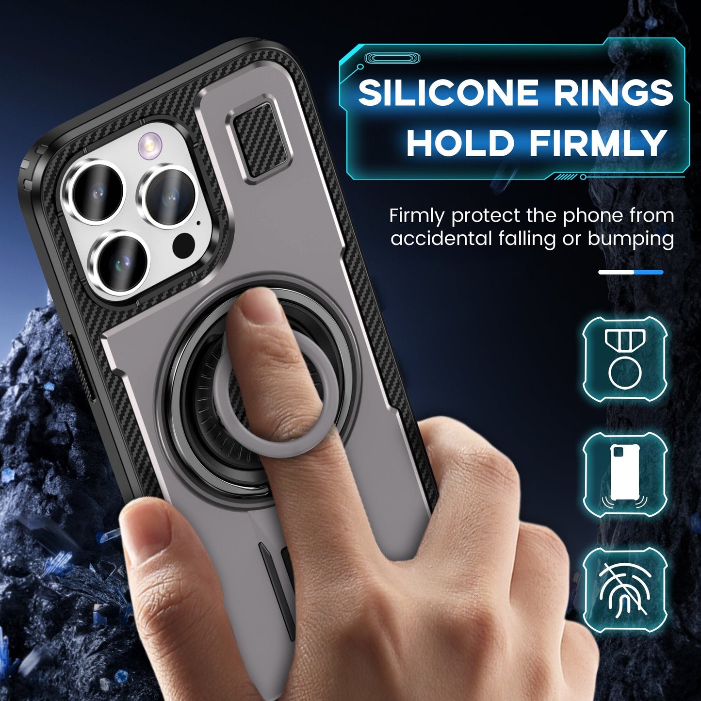 360 Rotatable Ring Kickstand TPU Case For iPhone 16 15 14 13 12 11 PRO MAX C49 - LeatherWalletCase