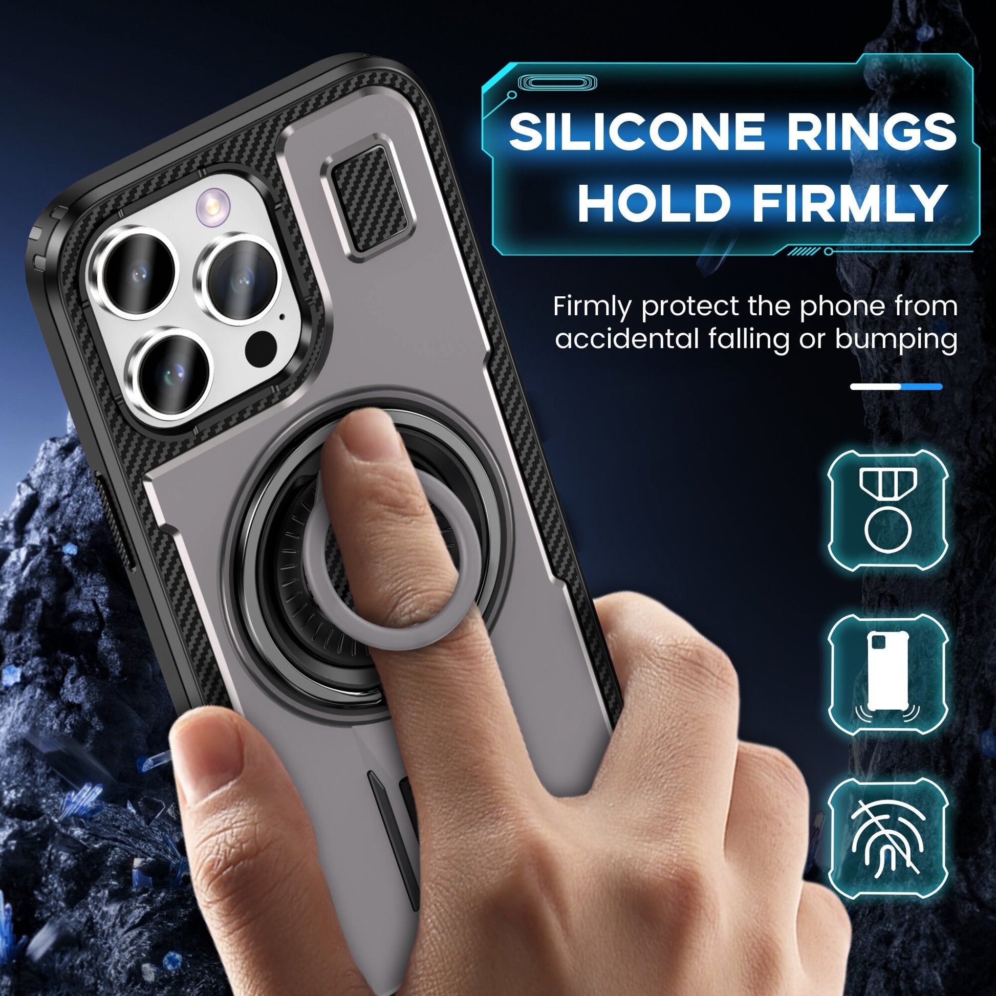 360 Rotatable Ring Kickstand TPU Case For iPhone 16 15 14 13 12 11 PRO MAX C49 - LeatherWalletCase