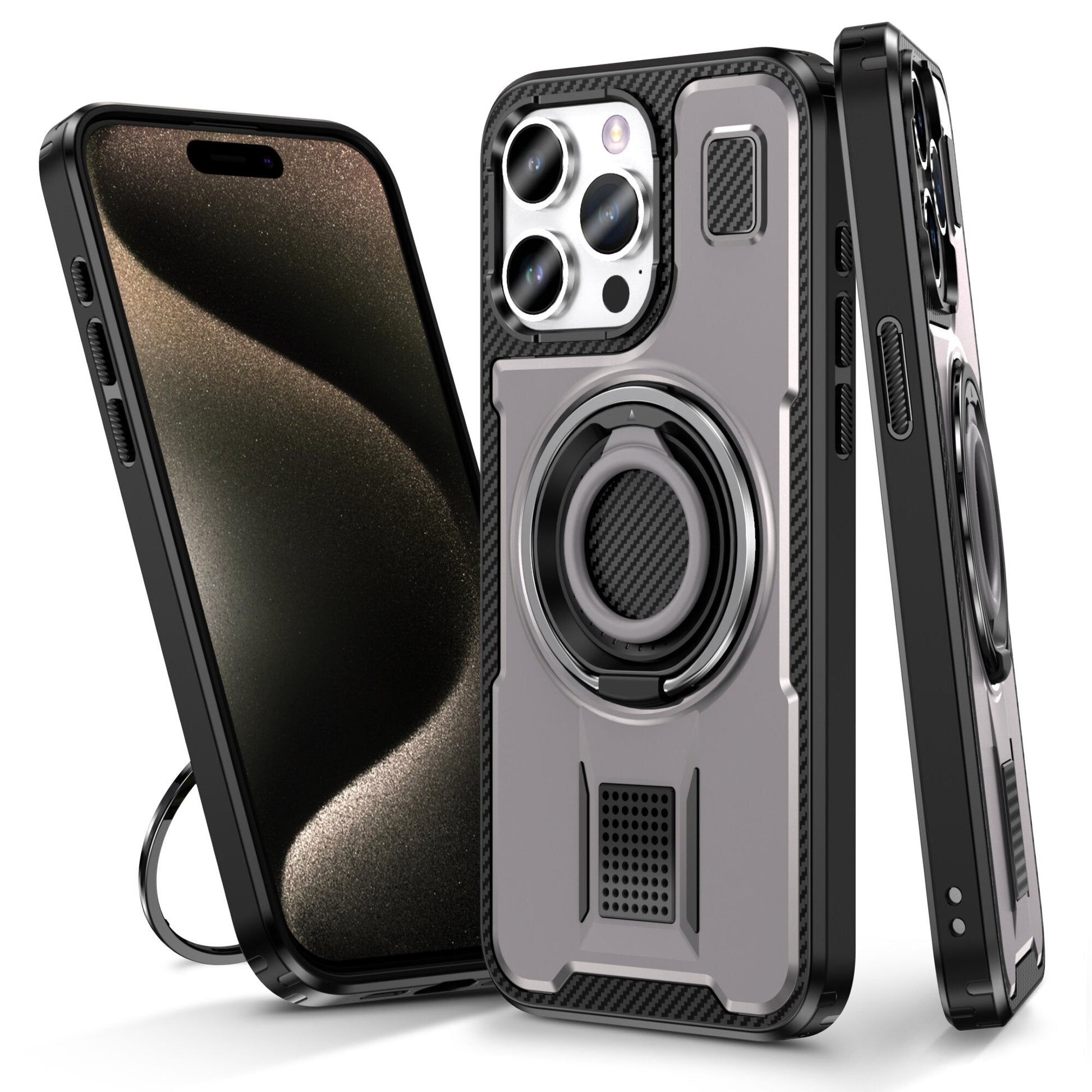 360 Rotatable Ring Kickstand TPU Case For iPhone 16 15 14 13 12 11 PRO MAX C49 - LeatherWalletCase