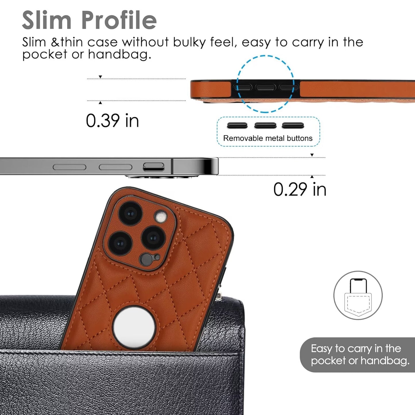 Diamond Shape Quilted Leather Case for iPhone 16 15 14 13 12 11 Pro Max Plus CC - 3 - LeatherWalletCase