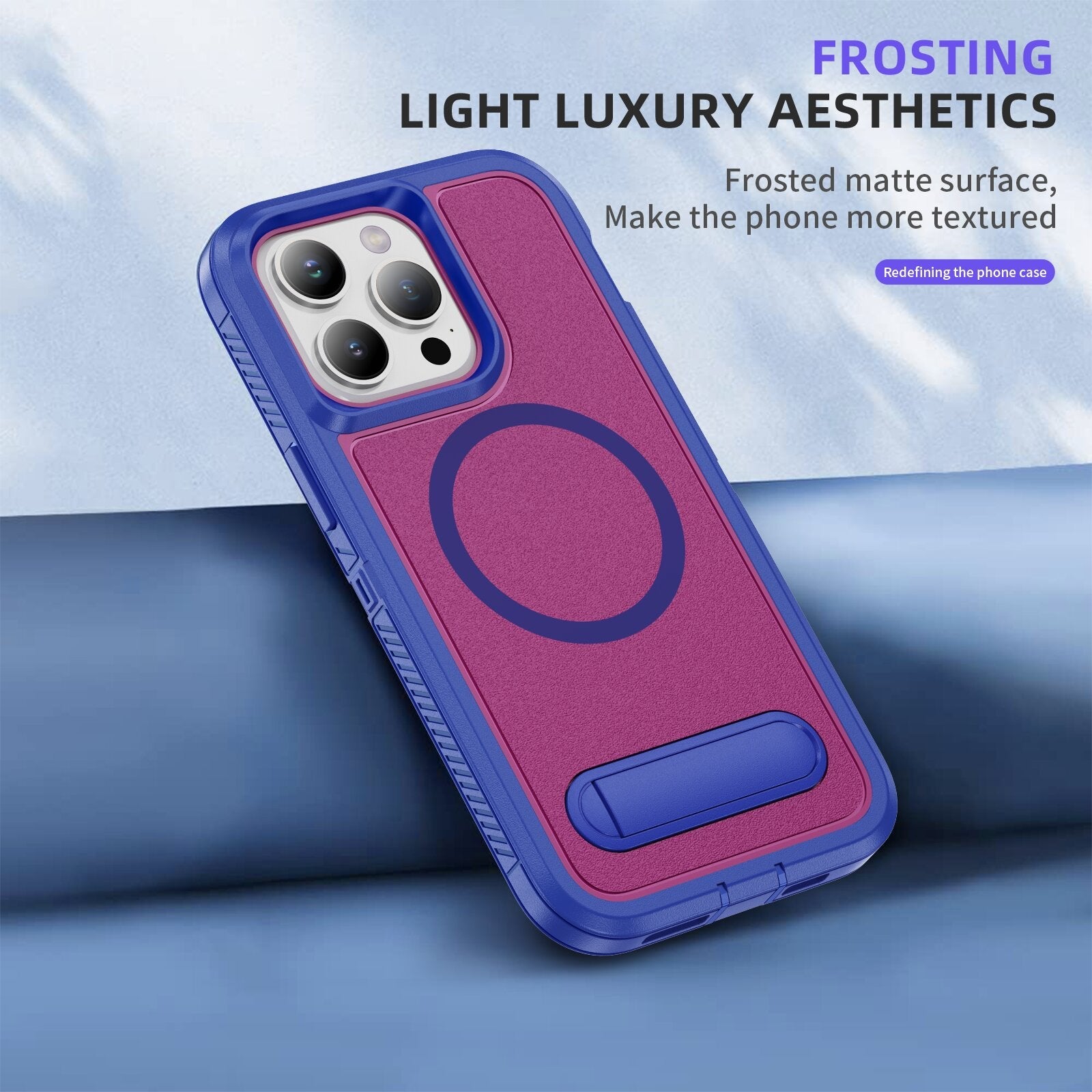 Frosted Matte Surface Kickstand Case For iPhone 16 15 14 13 12 11 PRO MAX C55 - LeatherWalletCase