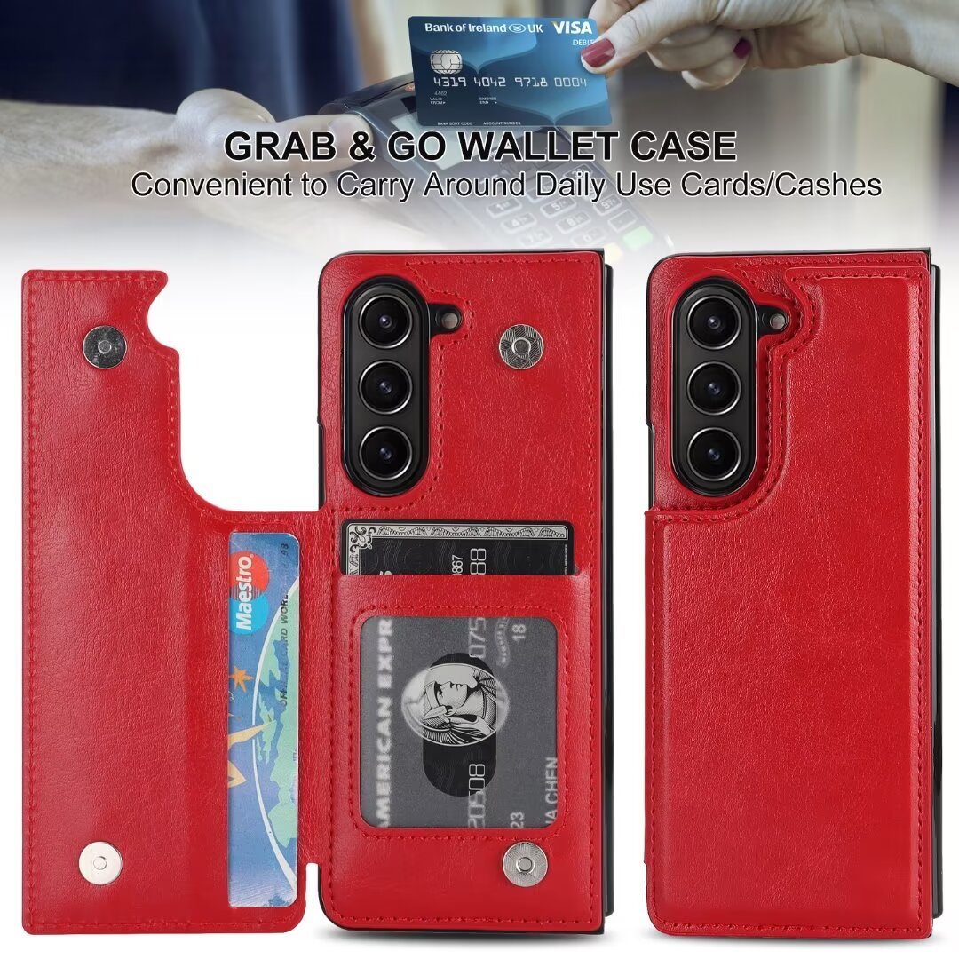 Leather Mag Safe Card Holder Wallet Case For Samsung Galaxy Z Fold 6 5 4 3 G10 - LeatherWalletCase