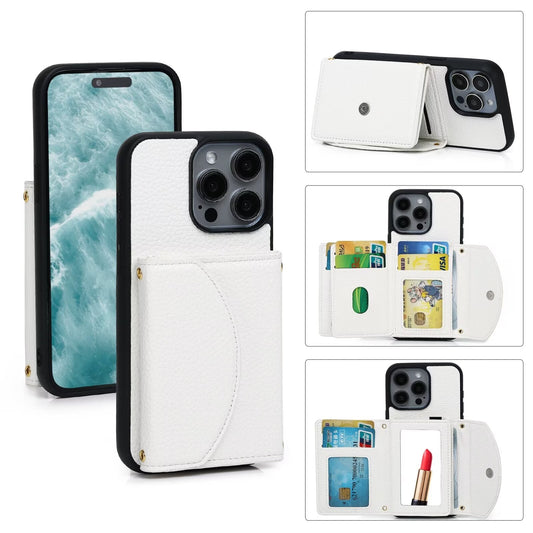 Multi Functional Wallet Case For iPhone 16 15 14 13 12 11 PRO MAX C56 - LeatherWalletCase