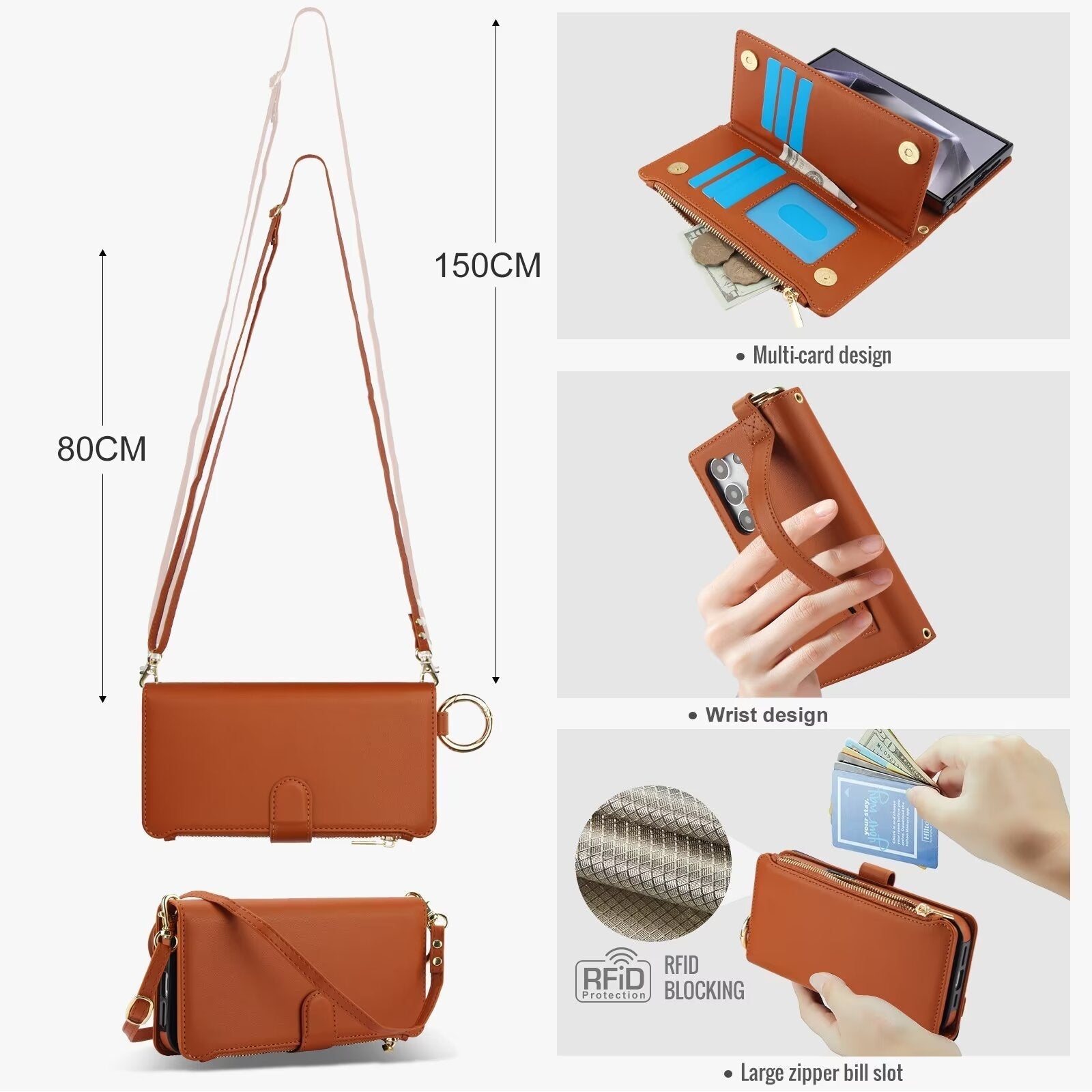 Multi Functional Wallet Case For Samsung Galaxy S24 S23 22 21 20 Ultra Plus G26 - LeatherWalletCase