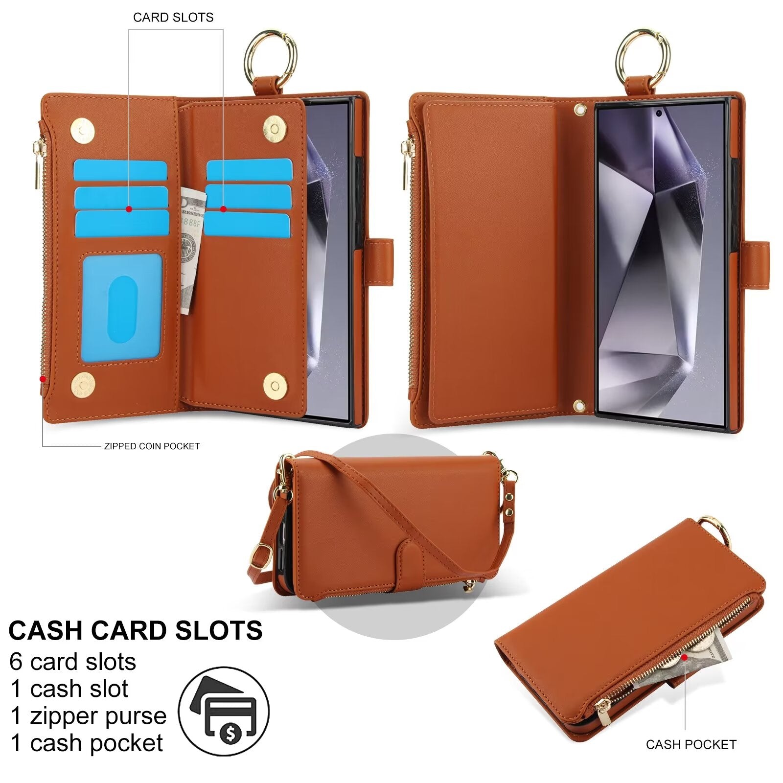 Multi Functional Wallet Case For Samsung Galaxy S24 S23 22 21 20 Ultra Plus G26 - LeatherWalletCase