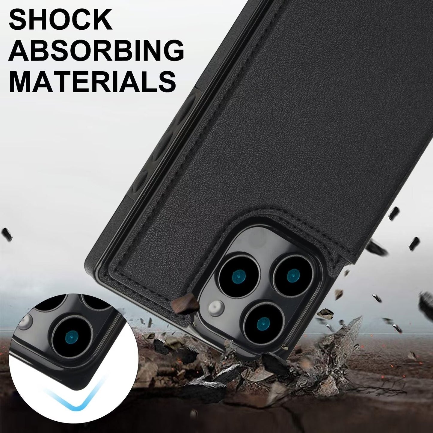 RFID Block Magnet Card Slot Strap Case For iPhone 16 15 14 13 12 11 PRO MAX C22 - LeatherWalletCase