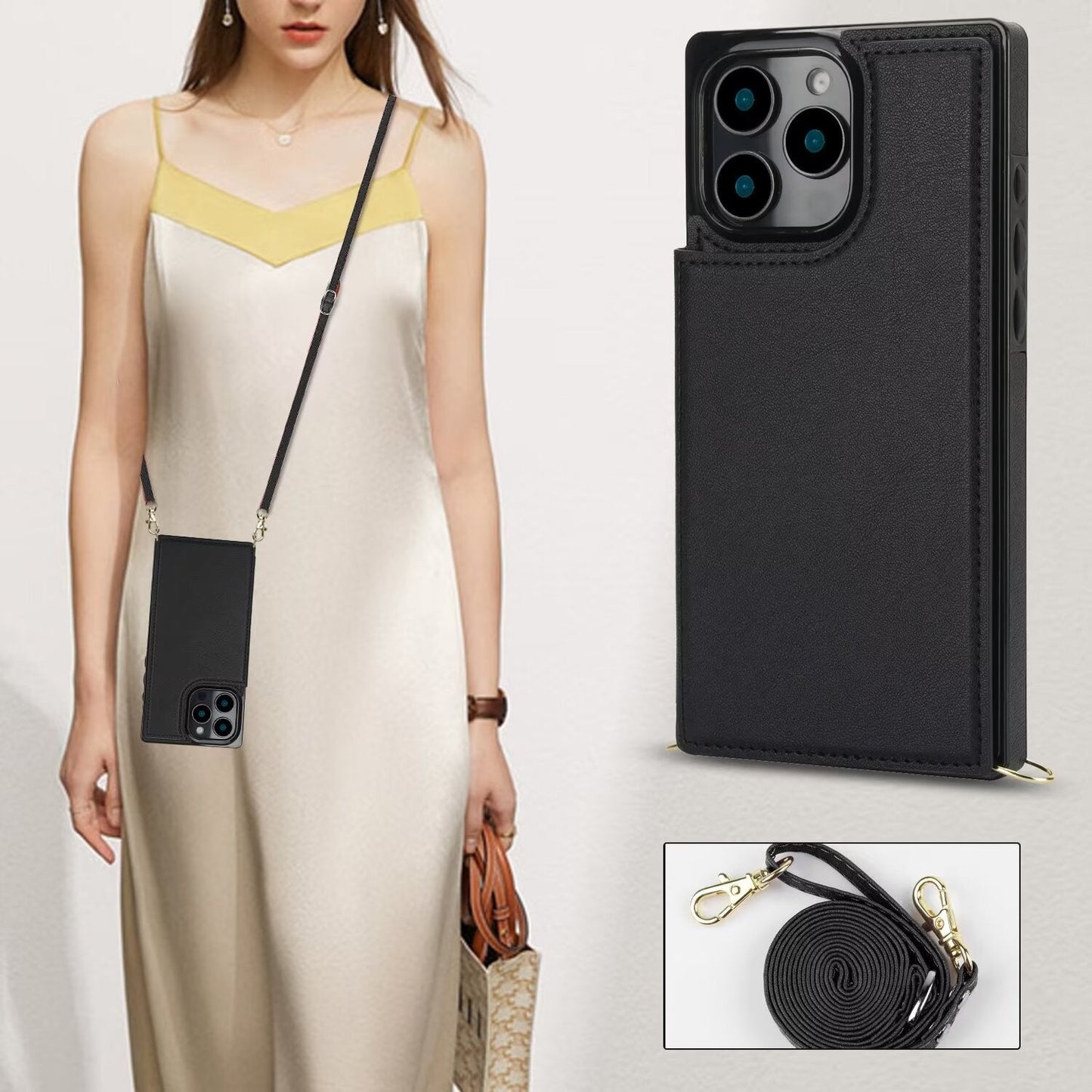 RFID Block Magnet Card Slot Strap Case For iPhone 16 15 14 13 12 11 PRO MAX C22 - LeatherWalletCase