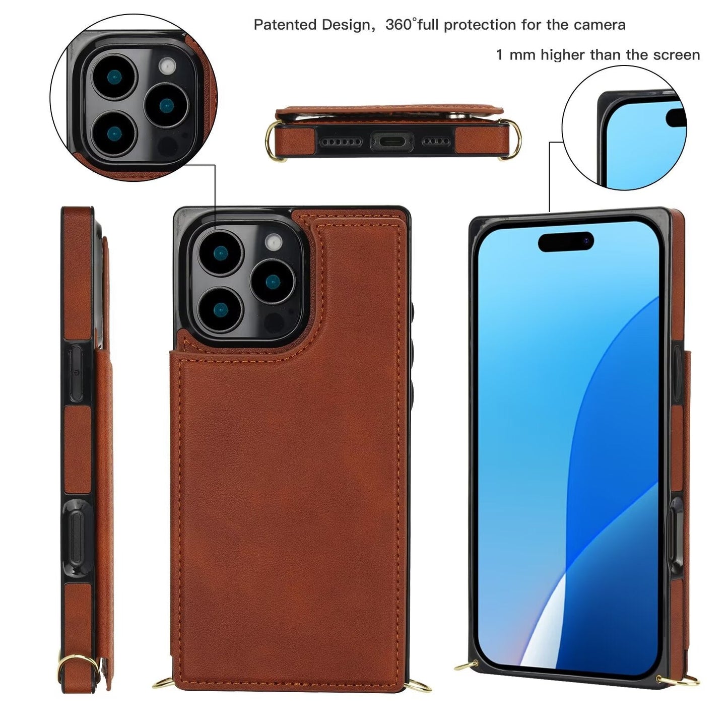 RFID Block Magnet Card Slot Strap Case For iPhone 16 15 14 13 12 11 PRO MAX C23 - LeatherWalletCase