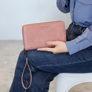 Women’s Soft Leather Wallet Big Capacity Long Purse Zipper Wallet